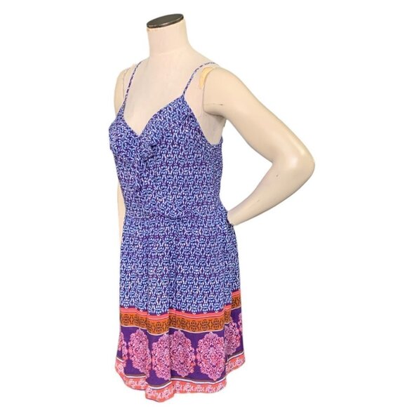Xhilaration Wrap-V-Neck Sun Dress BOHO Batik Colorful XXL Purple #133J - Picture 5 of 9